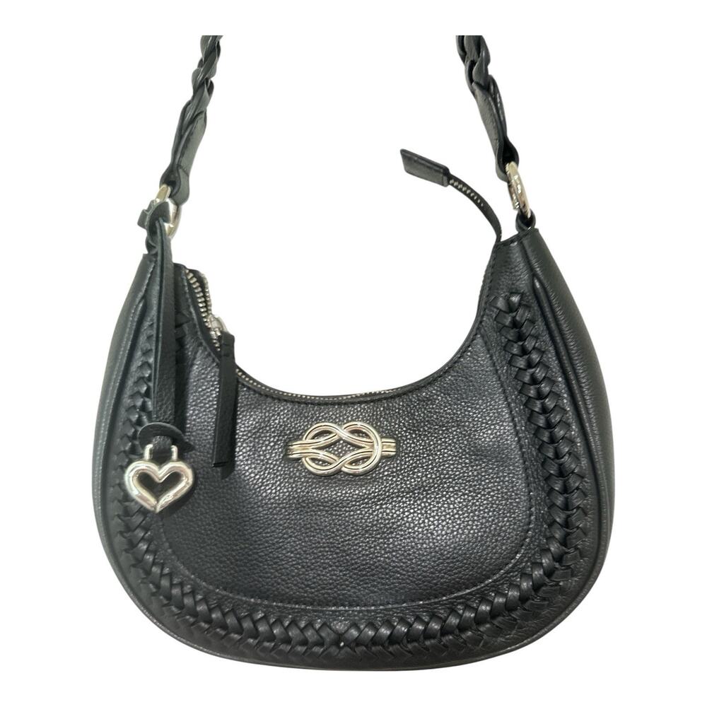 Brighton Black Leather Finn Convertible Shoulderbag Interlok Harmony Hobo (EUC) - Picture 3 of 12